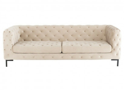 Beige Designer Chesterfield Dräisëtzer Luxus Wunnzëmmer Couch