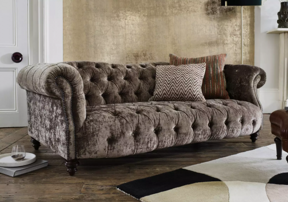 Chesterfield brongen Dräisëtzer Designer 3-er Canapé Luxus Sofa