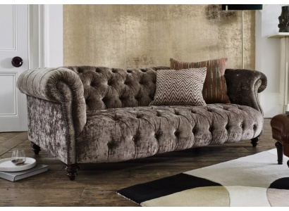 Chesterfield brongen Dräisëtzer Designer 3-er Canapé Luxus Sofa