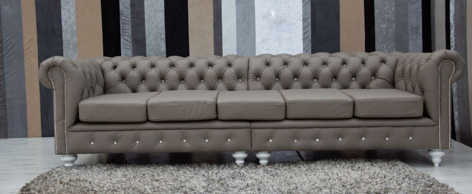 Chesterfield Sofa Couch Polster Stoff Lieder Couchen Polster Garnitur 5 Sëtzplazen