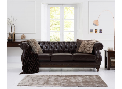 Chesterfield Designer Braun 3-Sëtz Luxus Wunnzëmmer Sofa