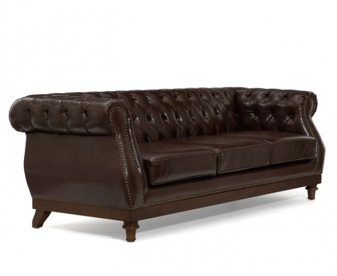 Chesterfield Designer Braun 3-Sëtz Luxus Wunnzëmmer Sofa