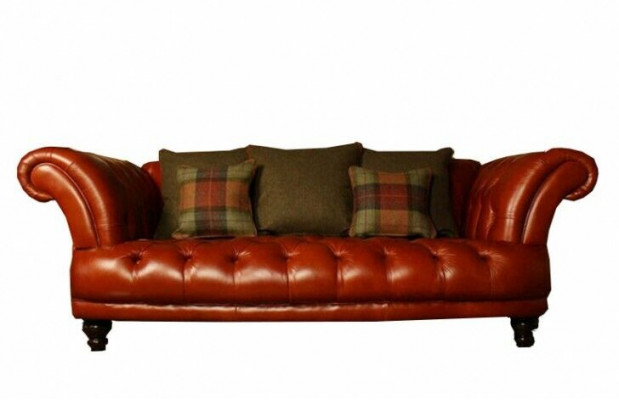 Brongt Lieder Chesterfield Sofa Couch Polster Stoff Couchen Garnitur 3-Sëtzer Nei