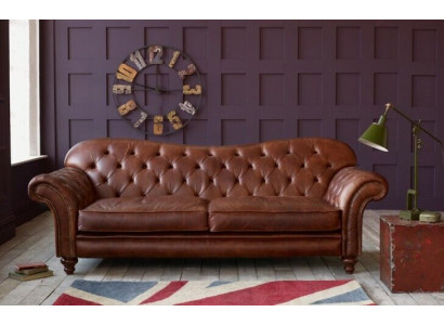 Luxe Chesterfield Stotssalon Couch Braun Sofa Sëtz Polster Textil Couchen Nei