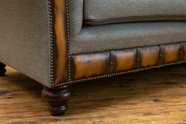 Grau Chesterfield Stoffsofa Canapéen Canapé Sofa Sëtz Sofas Textil Nei Polster.