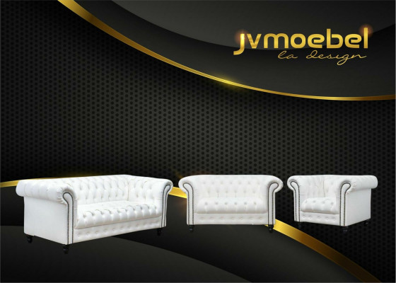 Wunnzëmmer Chesterfield Design Sofagarnitur Miwwelen Couch 321 Sëtzer Couchen Sofasen