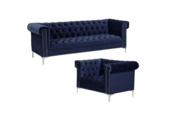 Blo Chesterfield Sofa-Garnitur Couch Kinnekräichblo Couchen Sofa Set Garnituren nei