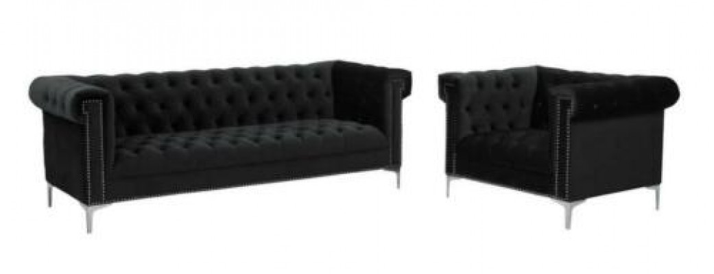 Blo Chesterfield Sofa-Garnitur Couch Kinnekräichblo Couchen Sofa Set Garnituren nei