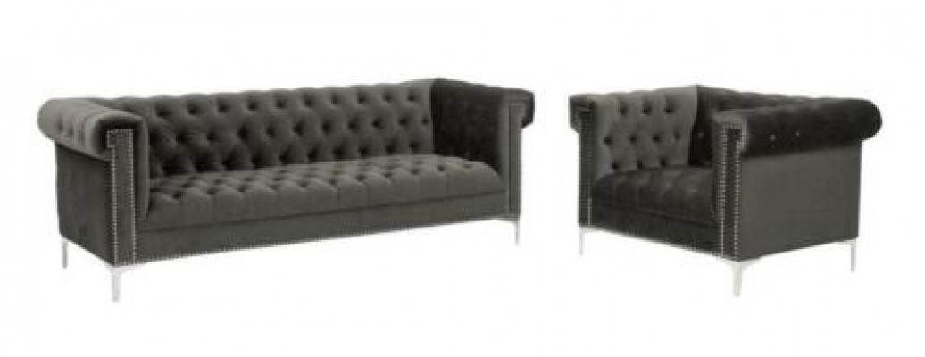 Blo Chesterfield Sofa-Garnitur Couch Kinnekräichblo Couchen Sofa Set Garnituren nei