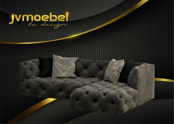 Chesterfield L-Form Eckcanapé Canapé Design Stoff Polster Garnitur Canapé Eck Neit