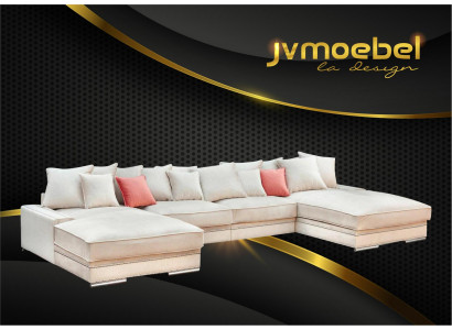 Luxus Textil Modernen Design Ecksofa an U-Form Wunnlandschaft Polstereck Nei