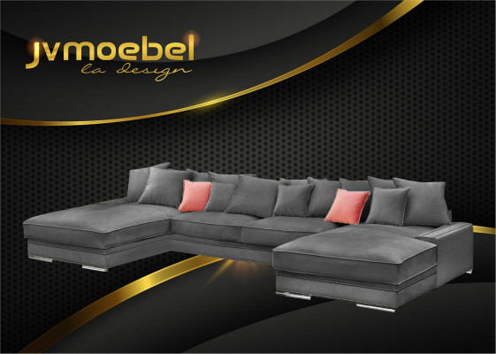 Luxus Textil Modernen Design Ecksofa an U-Form Wunnlandschaft Polstereck Nei