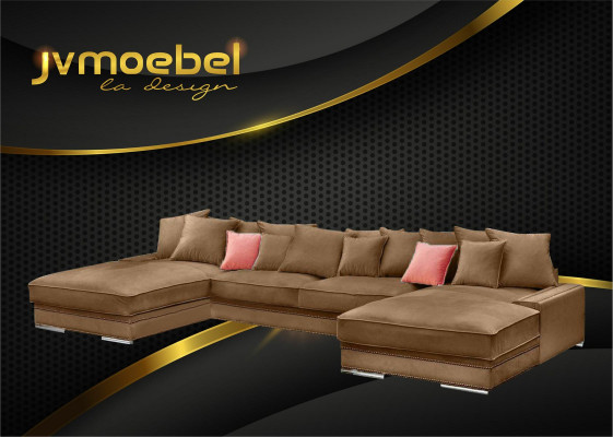 Luxus Textil Modernen Design Ecksofa an U-Form Wunnlandschaft Polstereck Nei