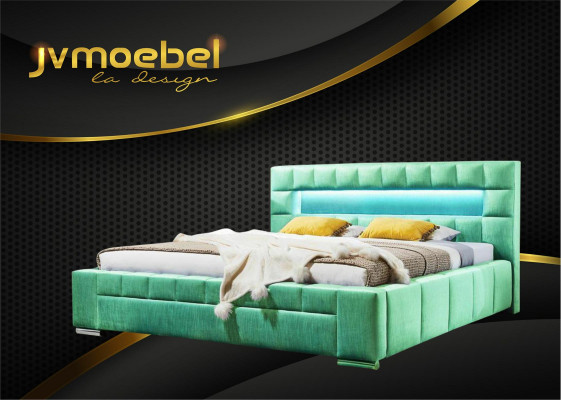 Bett inkl LED Beliichtung Schlofkummer Design Miwwelen Modern Better Luxus Duebel