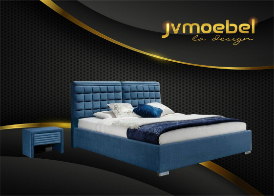 Luxus Boxspring Bett Design Stoff Hotel Better Schlofzëmmer Miwwelen Duebel