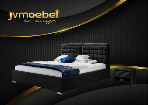 Luxus Boxspring Bett Design Stoff Hotel Better Schlofzëmmer Miwwelen Duebel