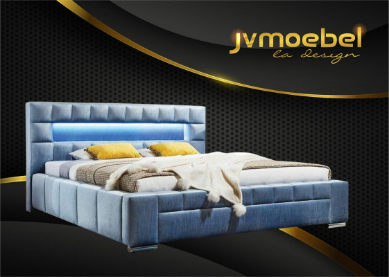 Luxus Boxspringbett Stoff Hotel Blo Betten Schlofzëmmer Miwwelen Design Duebel