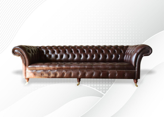 Chesterfield Sofas Polsterdesign XXL Luxus Sofa 4 Sëtzer Lieder Couchen Canapé