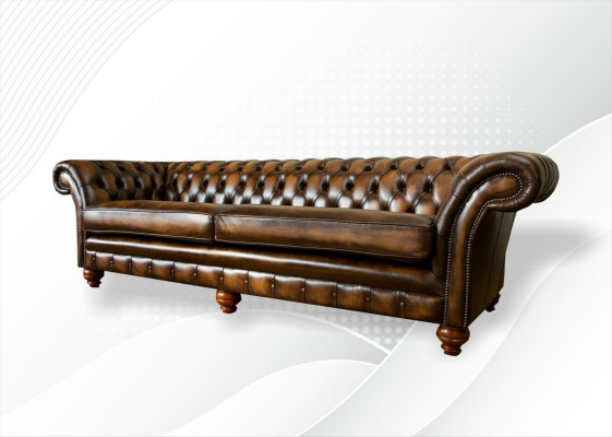 xxl Canapé 4-Sëtzer Canapé Chesterfield Stoff Sëtz Garnitur Lieder Textil Brong