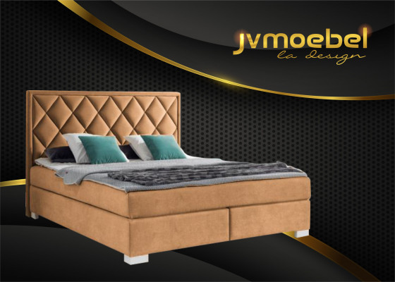 Luxus Boxspring Bett Stoff Hotel Beige Better Schlofkummer Miwwelen Design Duebel