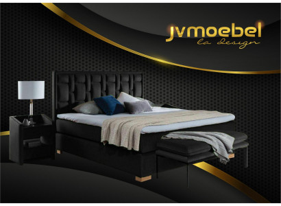 Luxus Boxspring-Bett Schwaarz Blo Better Schlofzëmmer Miwwelen Design Duebel Hotel