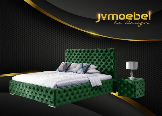 Bett Schlofzëmmer Set Design Miwwelen Modern Luxus Better Chesterfield Gréng 140x200