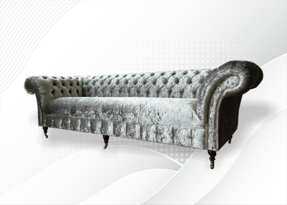 Chesterfield Polster Canapé Stoff Couchen Sofa Sëtz Garnitur Samt Sëlwer 4 Sëtz