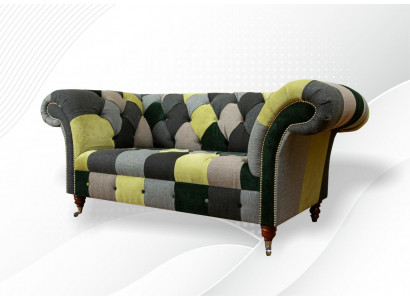 Chesterfield Sofa Couch Polster Sofas Klassesch 2 Sëtzer Lieder Textil Faarweg
