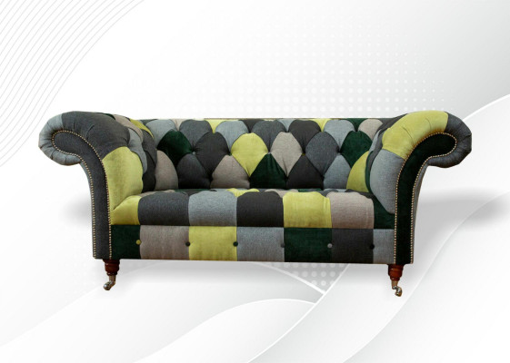 Chesterfield Sofa Couch Polster Sofas Klassesch 2 Sëtzer Lieder Textil Faarweg
