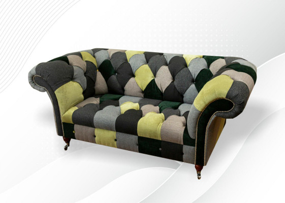 Chesterfield Sofa Couch Polster Sofas Klassesch 2 Sëtzer Lieder Textil Faarweg