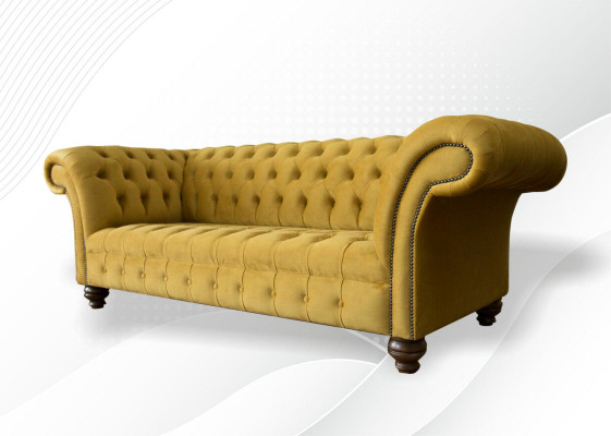 xxl Sofa Canapé Chesterfield 225cm Polster Sofa 3 Sëtzer Lieder Textil Stoff Nei