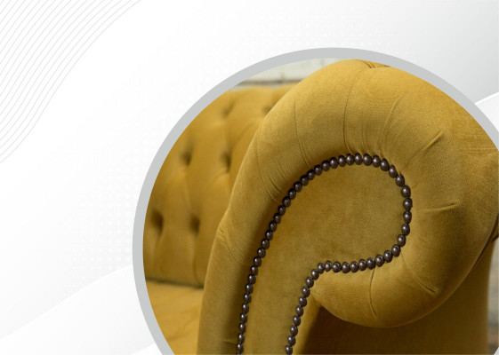 xxl Sofa Canapé Chesterfield 225cm Polster Sofa 3 Sëtzer Lieder Textil Stoff Nei