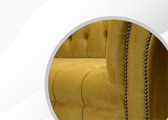 xxl Sofa Canapé Chesterfield 225cm Polster Sofa 3 Sëtzer Lieder Textil Stoff Nei