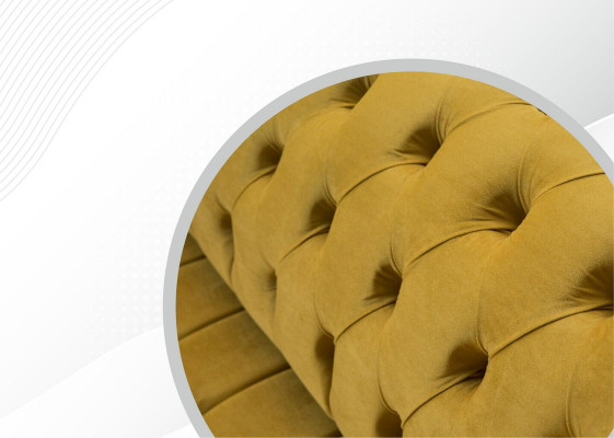 xxl Sofa Canapé Chesterfield 225cm Polster Sofa 3 Sëtzer Lieder Textil Stoff Nei