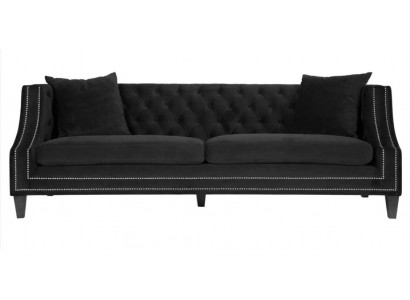 Luxus schwaarz Stoffcouch Dräisëtzer Polster Miwwelen Hotel Wunnzëmmer Praxis Samt