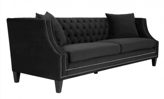 Luxus schwaarz Stoffcouch Dräisëtzer Polster Miwwelen Hotel Wunnzëmmer Praxis Samt