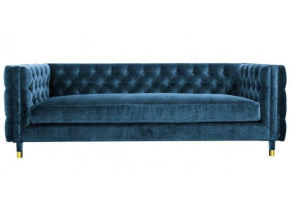 Luxus Blo Chesterfield Samt Dräisëtzer Polstermöbel Hotel Wunnzëmmer Praxis