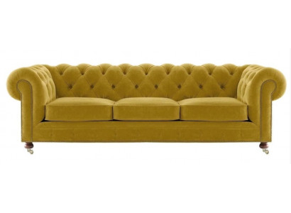 Luxus Giel Chesterfield Samt Dreisëtzer Polsterméiwer Hotel Wunnzëmmer Praxis