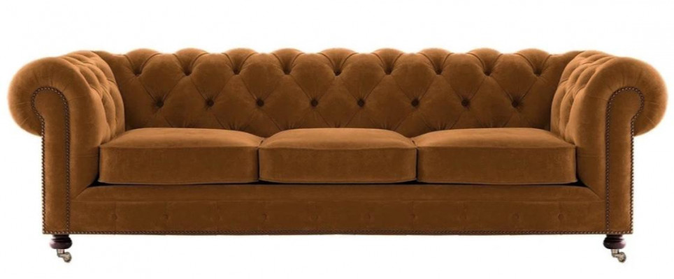 Luxus Giel Chesterfield Samt Dreisëtzer Polsterméiwer Hotel Wunnzëmmer Praxis