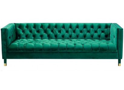 Gréng dräi-Sëtzer Stoff Chesterfield Design Canapéen Polster Sofas Wunnzëmmer 230cm