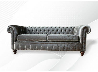 Dräisëtzer Sofa 3 Sëtz Couch Chesterfield Polstersëtz Garnitur Samt Groe Samt