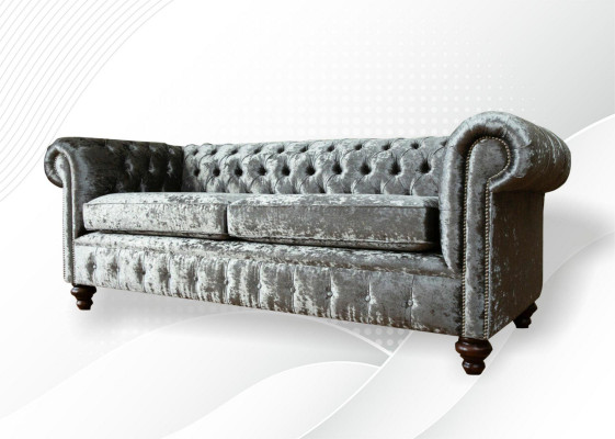 Dräisëtzer Sofa 3 Sëtz Couch Chesterfield Polstersëtz Garnitur Samt Groe Samt