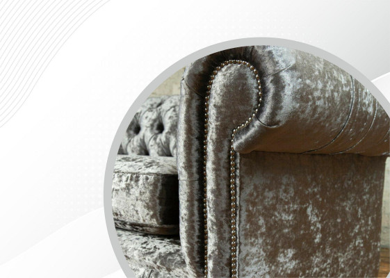 Dräisëtzer Sofa 3 Sëtz Couch Chesterfield Polstersëtz Garnitur Samt Groe Samt