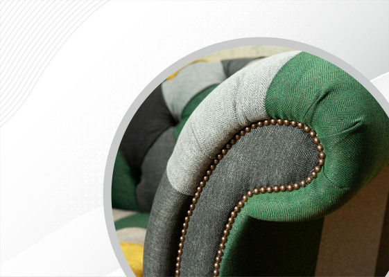 Chesterfield Still Fernseh Canapé 1,5 Sëtzer Sofa Textil Stoff Canapéen Polster