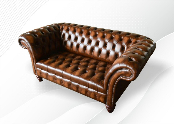 Design Chesterfield Sofa 2 Sëtzer Brong Couch Polster Sofas Wunnzëmmer Sofa Nei