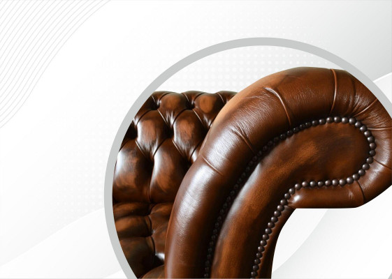 Design Chesterfield Sofa 2 Sëtzer Brong Couch Polster Sofas Wunnzëmmer Sofa Nei