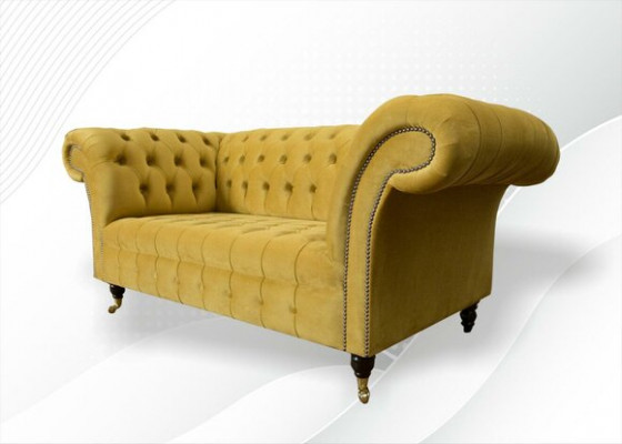 Chesterfield Design Luxus Polster Sofa Couch Sitz Garnitur Textil Giel Nei