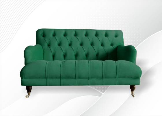 Chesterfield Sesselen Canapé Polster Sofa Canapécke 1,5 Sëtzer Einsëtzer Gréng Textil