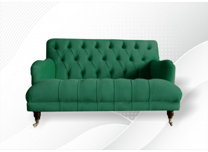 Chesterfield Sesselen Canapé Polster Sofa Canapécke 1,5 Sëtzer Einsëtzer Gréng Textil
