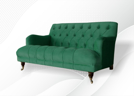 Chesterfield Sesselen Canapé Polster Sofa Canapécke 1,5 Sëtzer Einsëtzer Gréng Textil